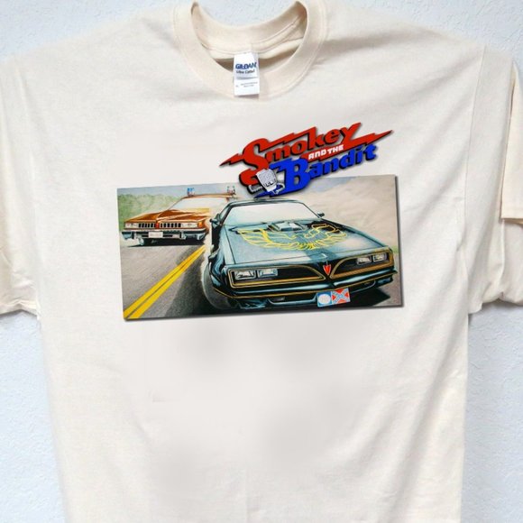 Smokey and the Bandit Original Burt Reynolds, Sally F Men's Ivory  t-shirt t-171 - Picture 1 of 3